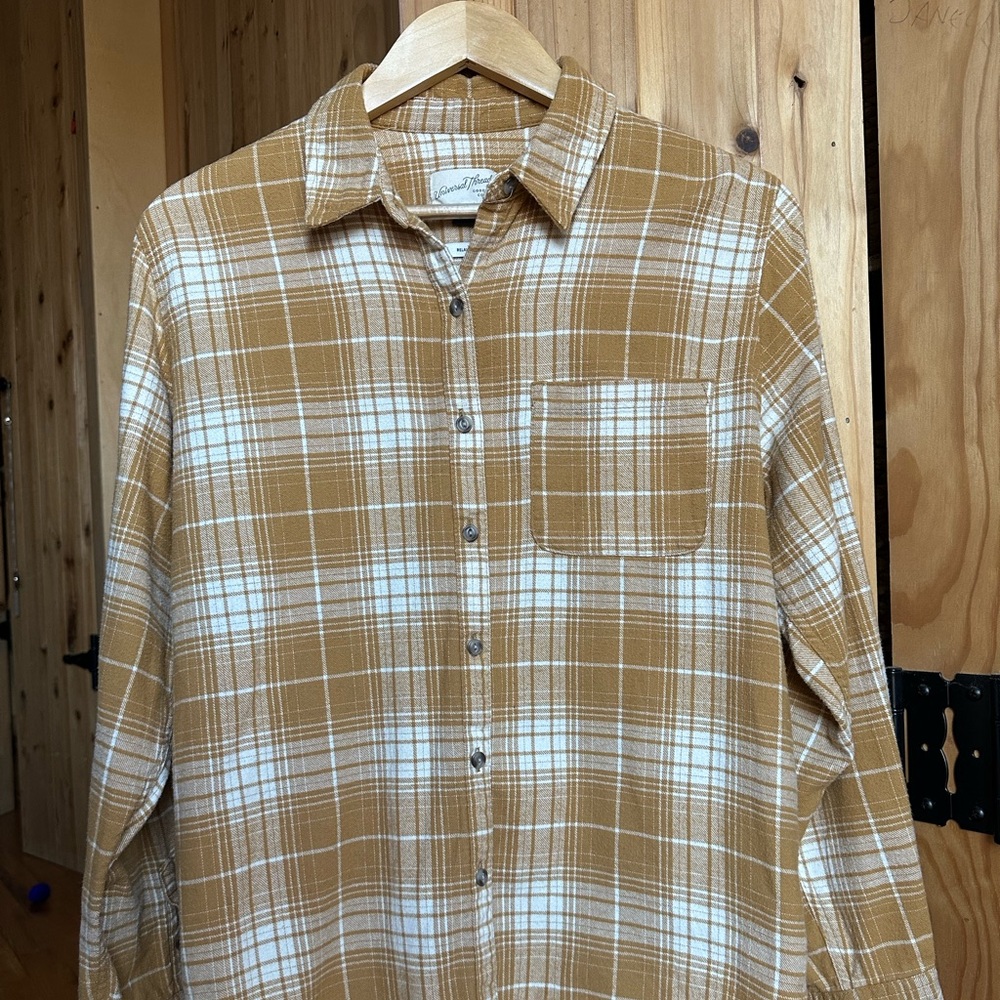 Universal Thread Brown and White Plaid Shirt